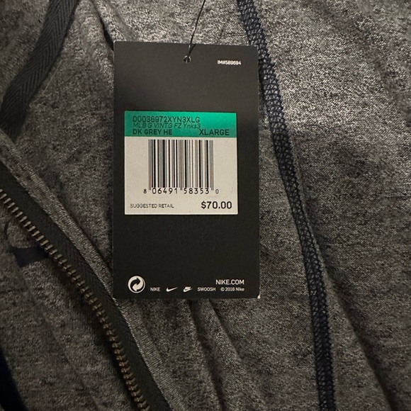 Nike Heather Charcoal/Navy New York Yankees Lightweight Full-Zip Hoodie (XL) - Picture 4 of 4